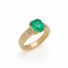 Bague Emeraude Colombie Diamants Or Jaune 18 Carats (Certificat)