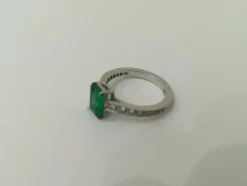 Bague Emeraude, Diamants, Or Blanc