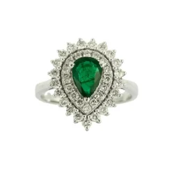 Bague Emeraude double entourage Diamants
