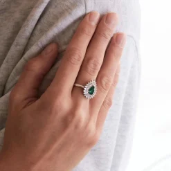 Bague Emeraude double entourage Diamants