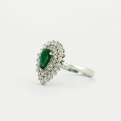 Bague Emeraude double entourage Diamants