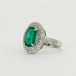 Bague Emeraude double entourage Diamants