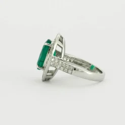 Bague Emeraude double entourage Diamants