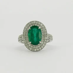 Bague Emeraude double entourage Diamants