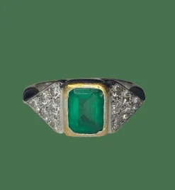 BAGUE EMERAUDE ET DIAMANTS