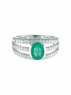 Bague Emeraude ovale Diamants