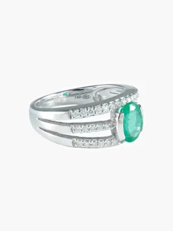 Bague Emeraude ovale Diamants