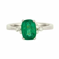 Bague Emeraude épaulée Diamants
