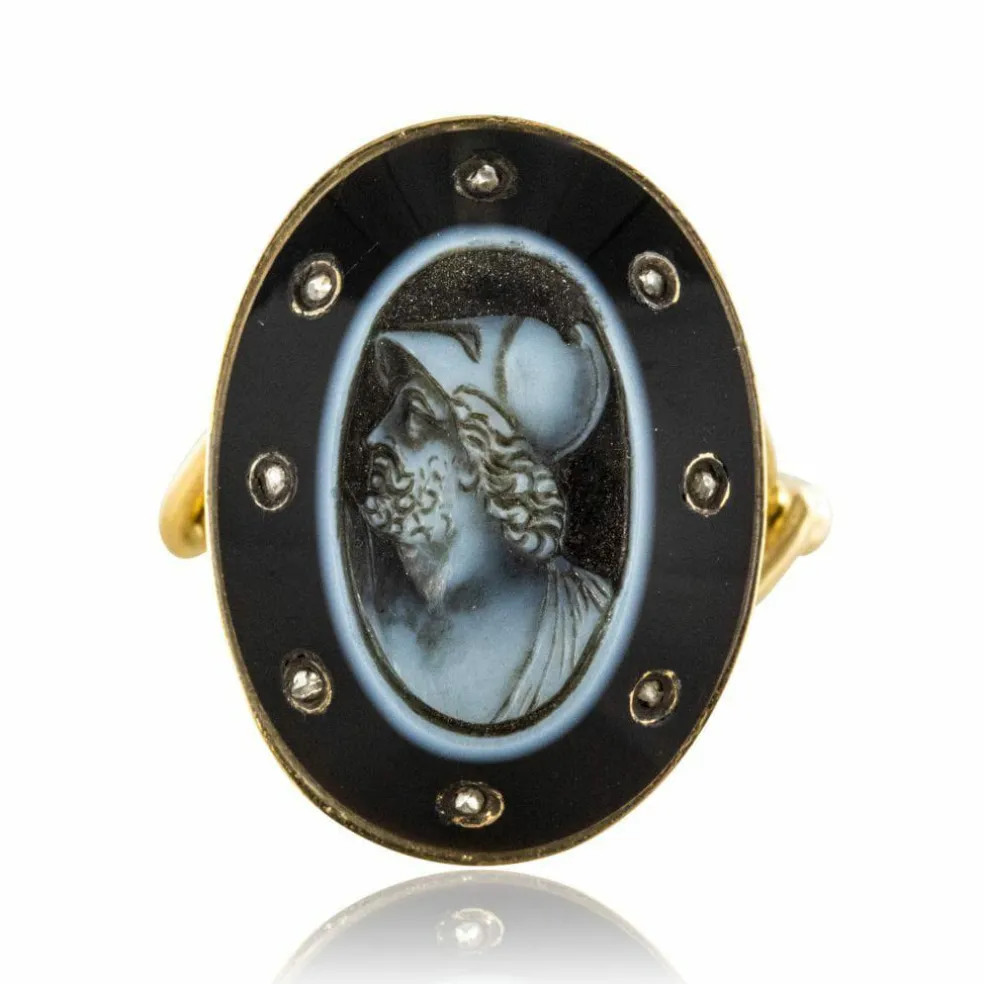 Bague Empire camée sur onyx et diamants