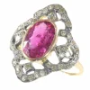 Bague en diamant avec rubelite