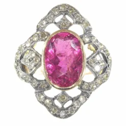Bague en diamant avec rubelite