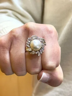 Bague en diamants et perle