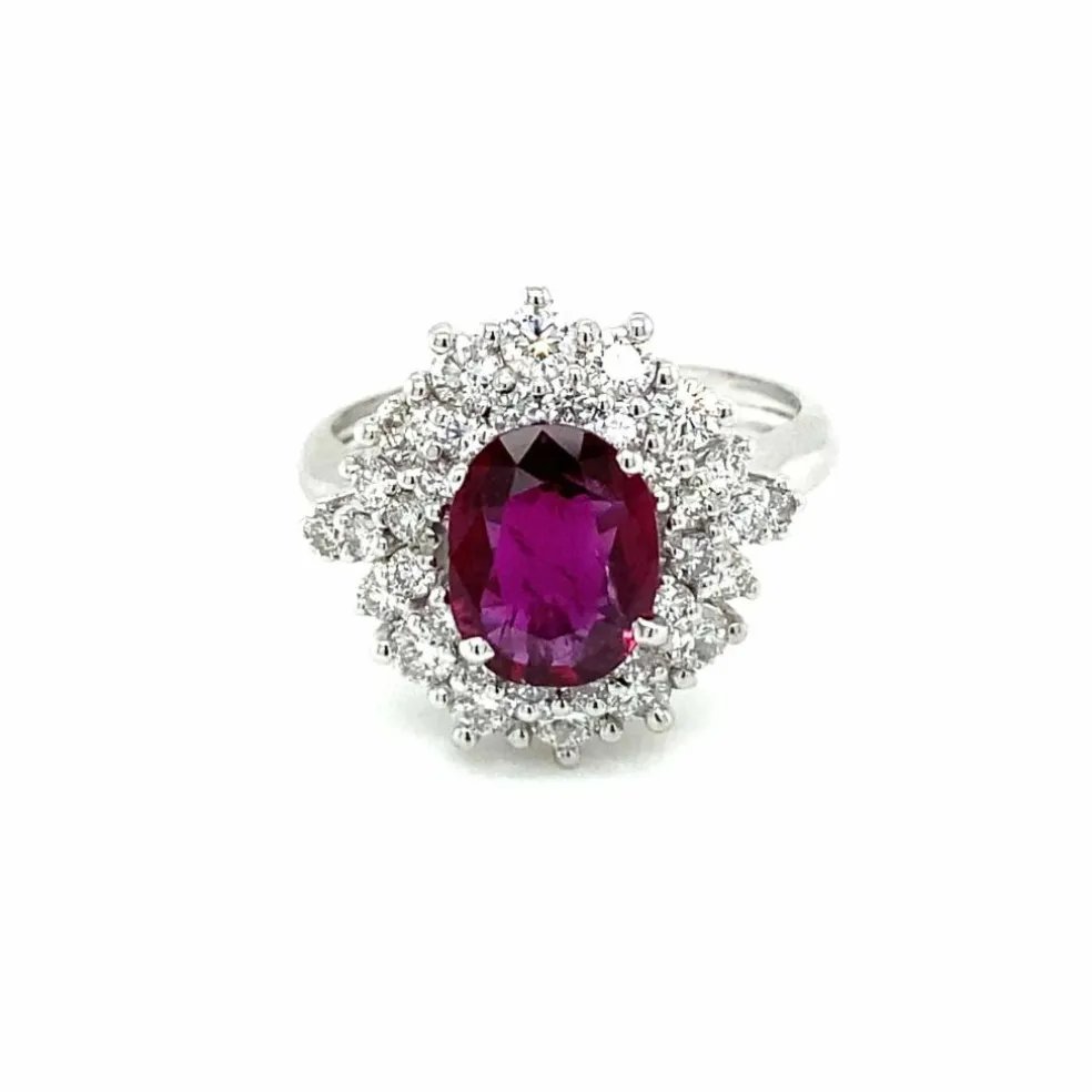 Bague en grappe de diamants rubis de 1,94 carat certifiée par le domaine