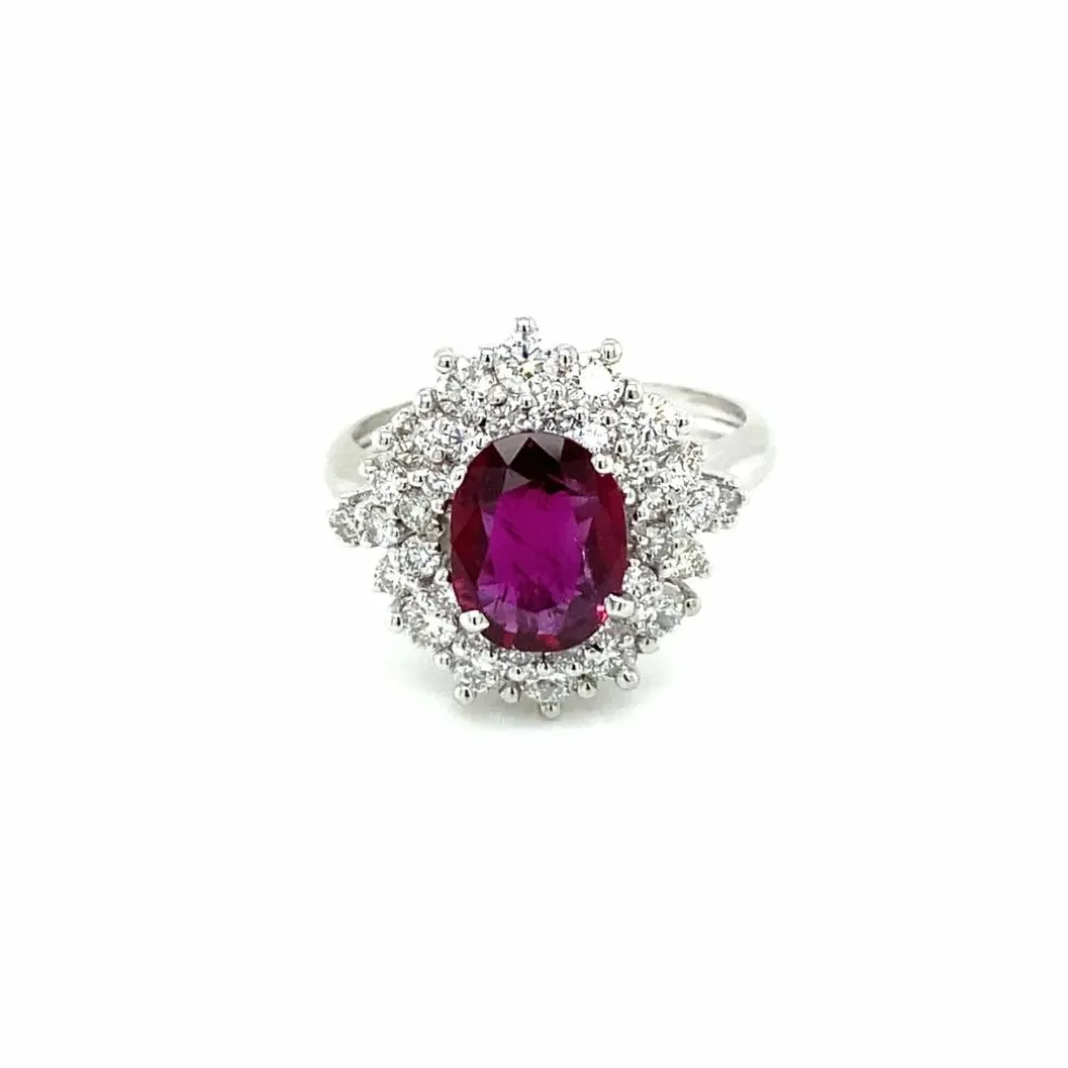 Bague en grappe de diamants rubis de 1,94 carat certifiée par le domaine