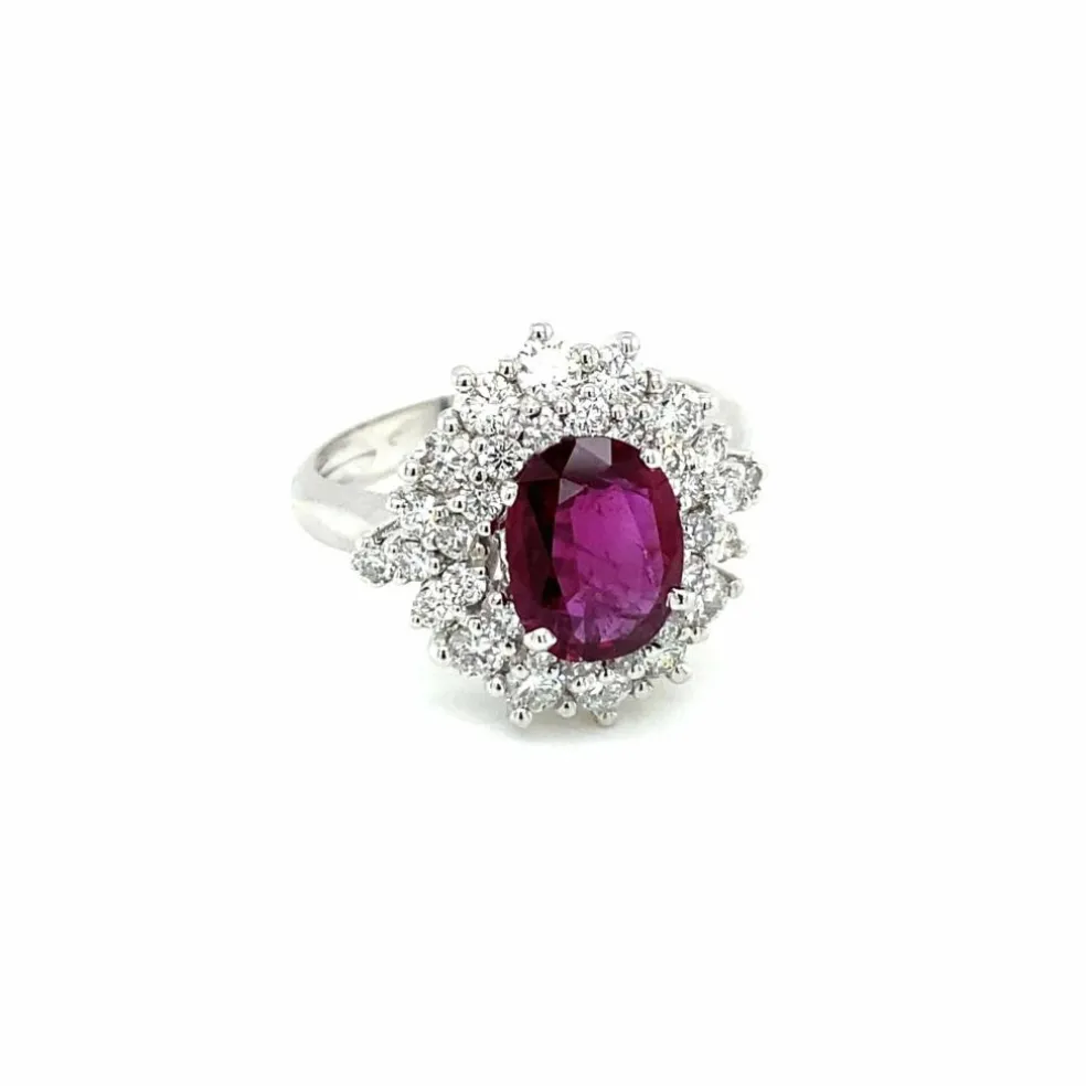 Bague en grappe de diamants rubis de 1,94 carat certifiée par le domaine