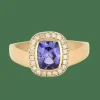 Bague en jaune 14K, tanzanite et diamants