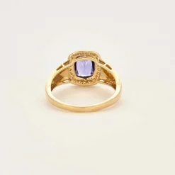 Bague en jaune 14K, tanzanite et diamants