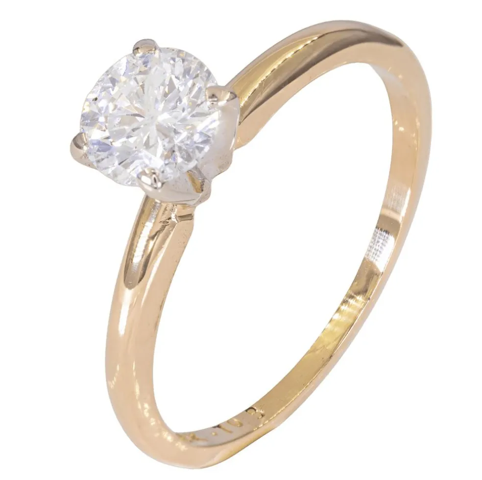 Bague en or 14 carats – Solitaire diamant 0,70 ct