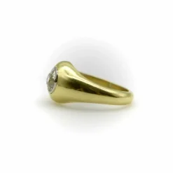 Bague en or 18 carats avec diamants taille européenne ancienne Signature