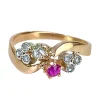 Bague en or 18 carats en diamants et rubis, époque 1900