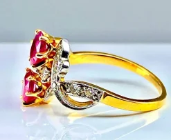 Bague en or 18 carats et platine en rubis et diamants