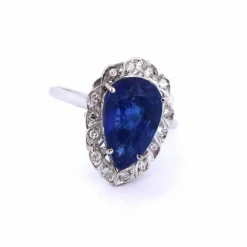 BAGUE EN OR 18 KT - SAPHIR ET DIAMANTS