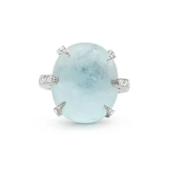 Bague en or avec aigue-marine de 18,5 ct et diamants