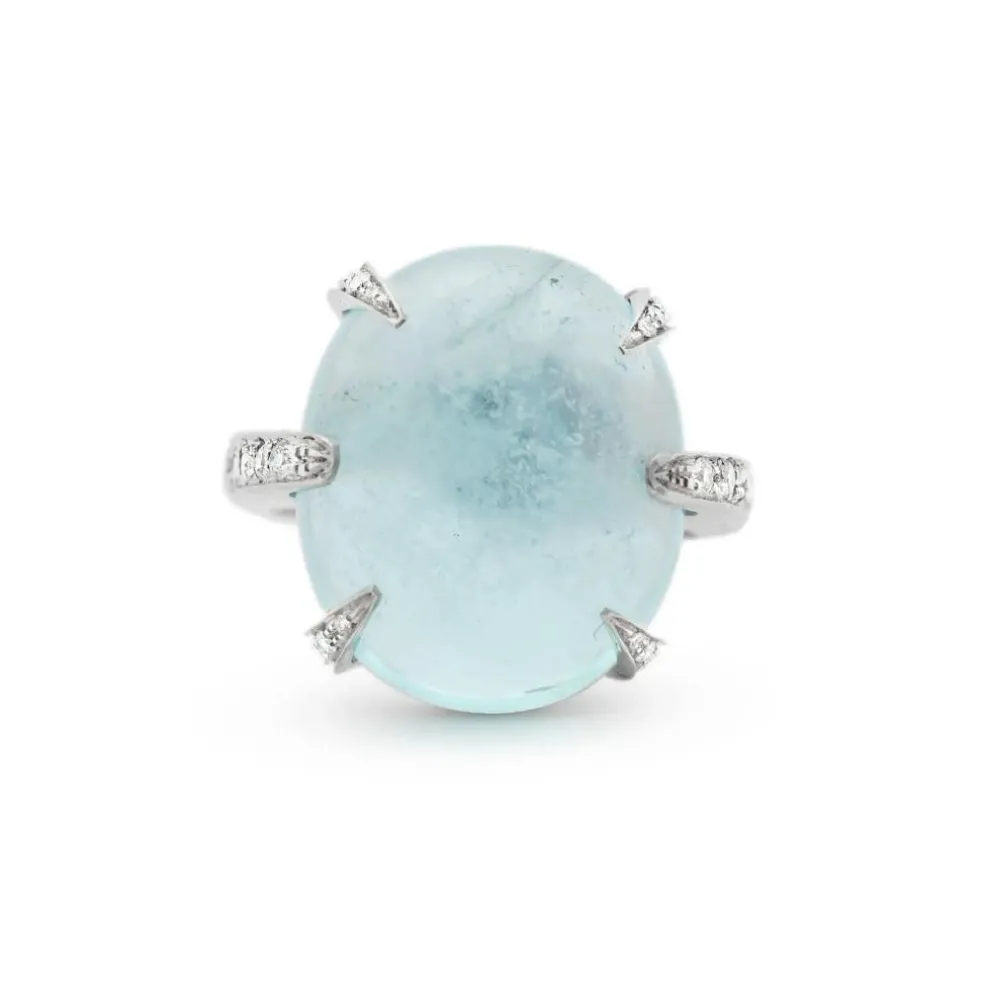 Bague en or avec aigue-marine de 18,5 ct et diamants