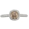 Bague en or avec diamant champagne + diamants blancs