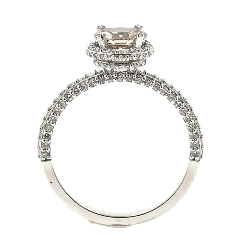 Bague en or avec diamant champagne et diamants blancs