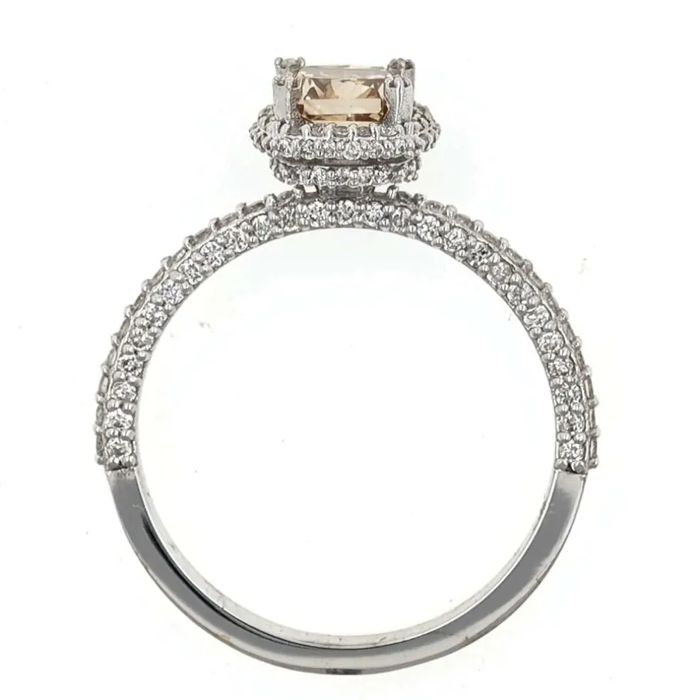 Bague en or avec diamant champagne + diamants blancs