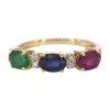 Bague en or avec diamants et saphir, rubis, émeraude