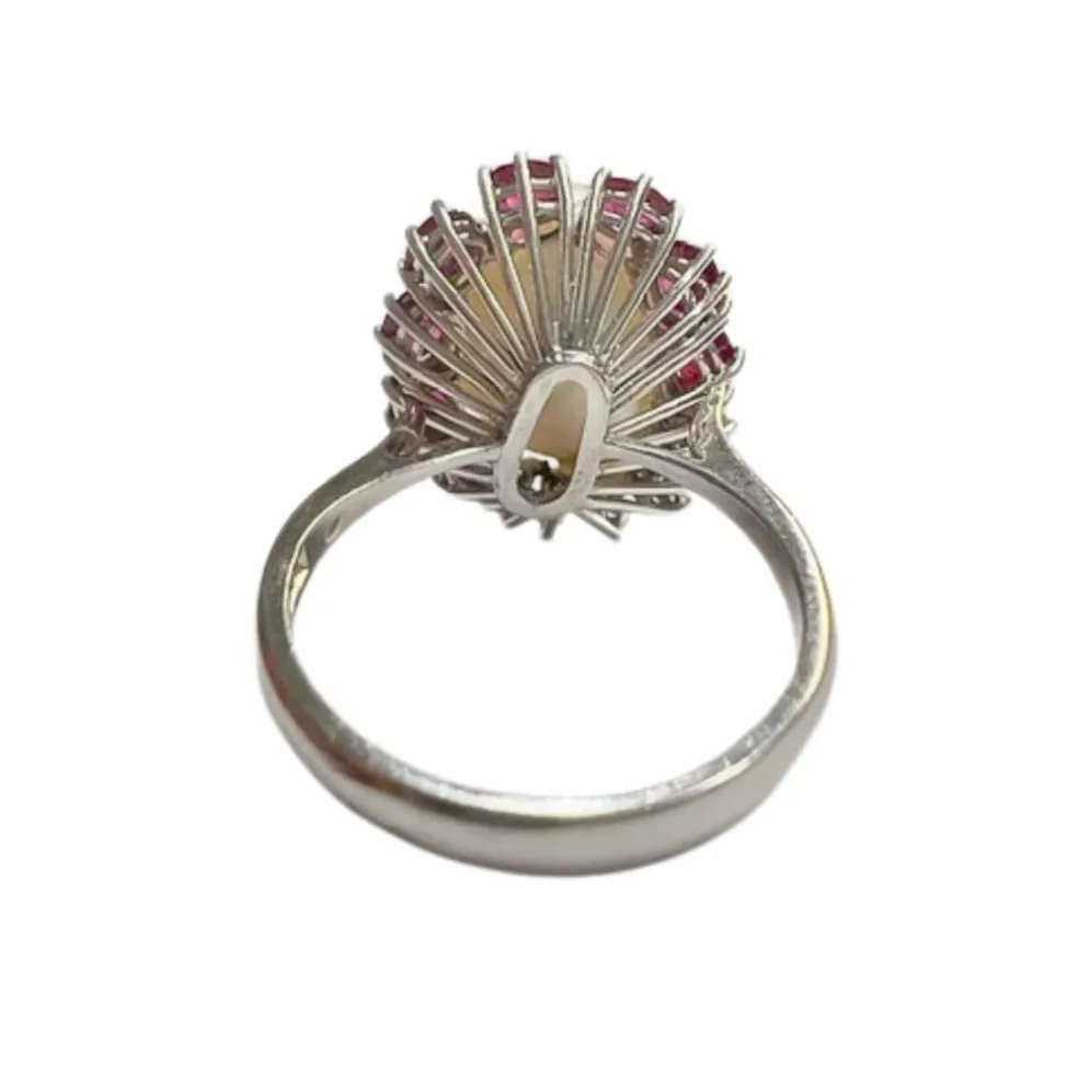 bague en or avec diamants rubis et perle