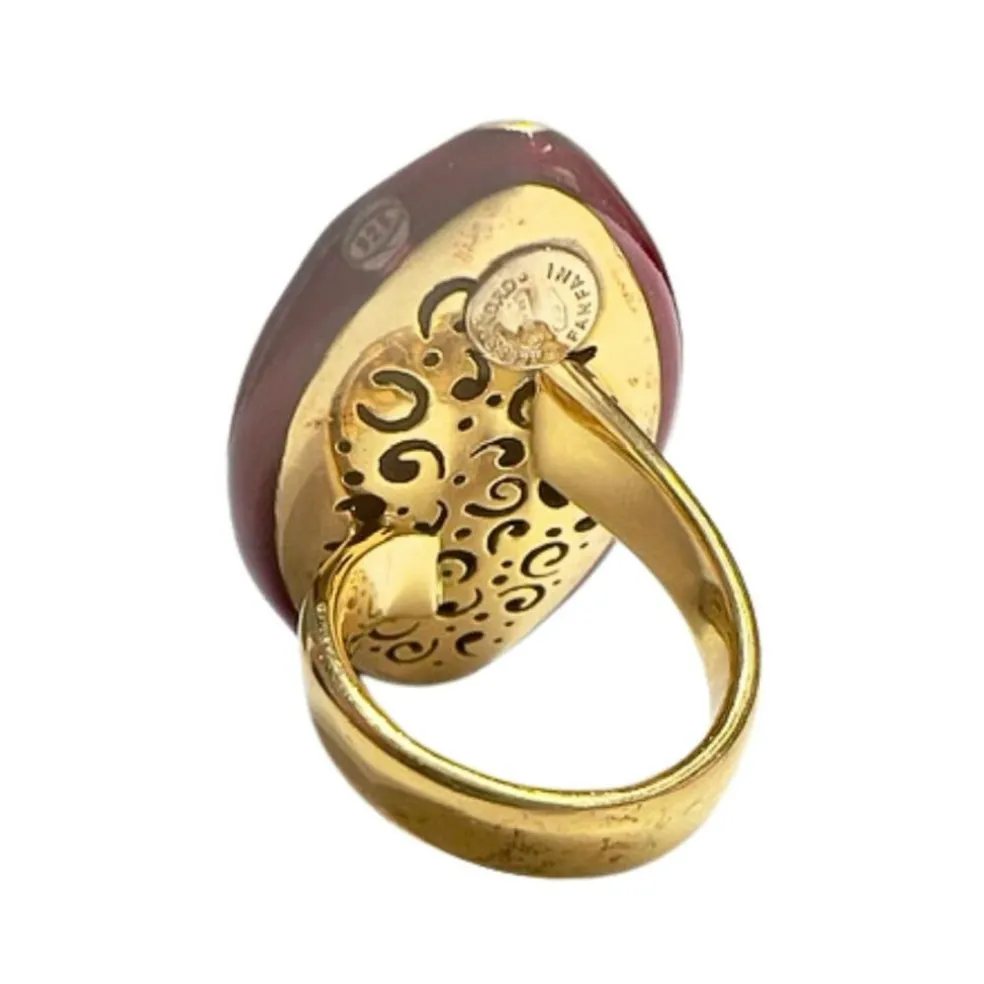 bague en or avec diamants et émail rouge