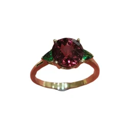 Bague en or avec grenat et tsavorites