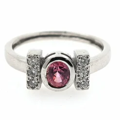 Bague en or avec saphir Padparadscha No Heat Sri Lanka et diamants