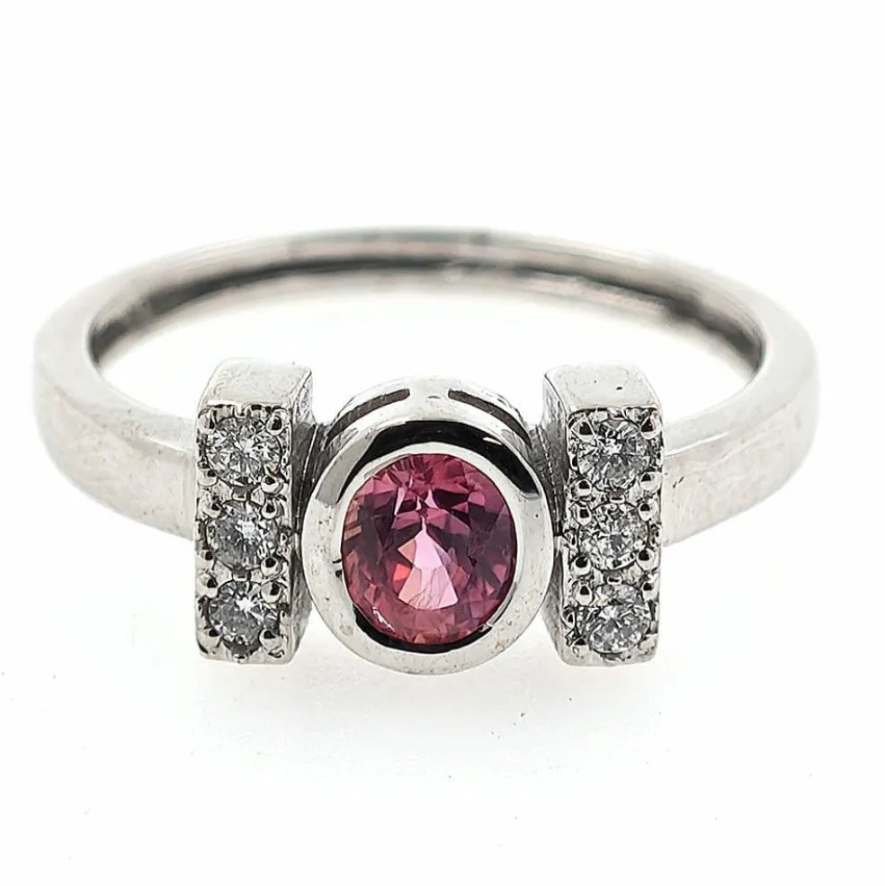 Bague en or avec saphir Padparadscha No Heat Sri Lanka et diamants