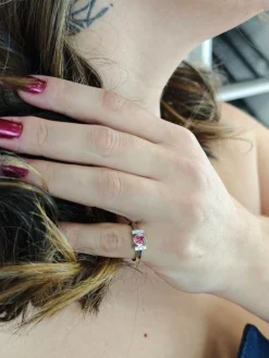 Bague en or avec saphir Padparadscha No Heat Sri Lanka et diamants