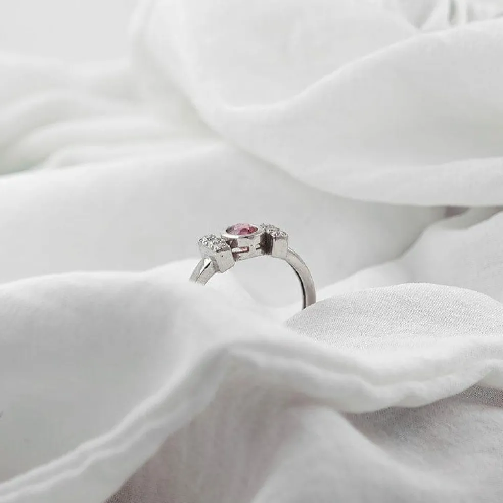 Bague en or avec saphir Padparadscha No Heat Sri Lanka et diamants