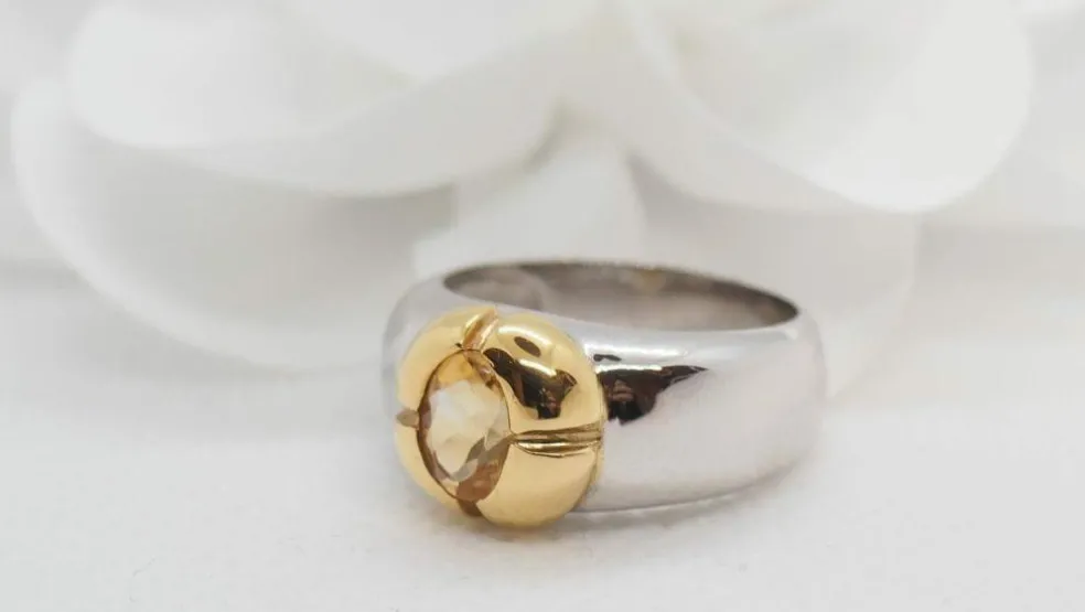Bague en Or Bicolore & Citrine