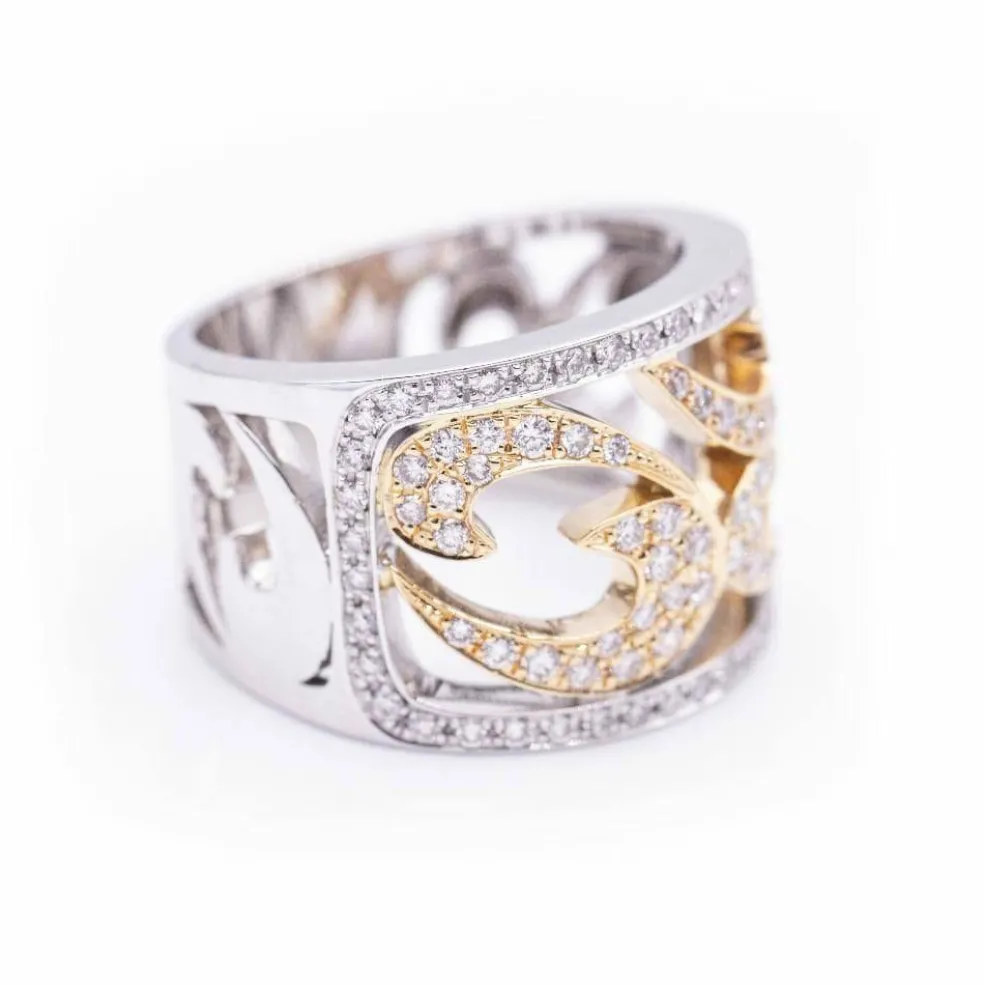 Bague en or bicolore et diamants