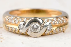 Bague en or bicolore jaune et blanc 18 carats et diamants 0,61 carats