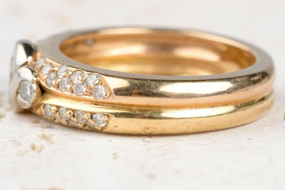 Bague en or bicolore jaune et blanc 18 carats et diamants 0,61 carats