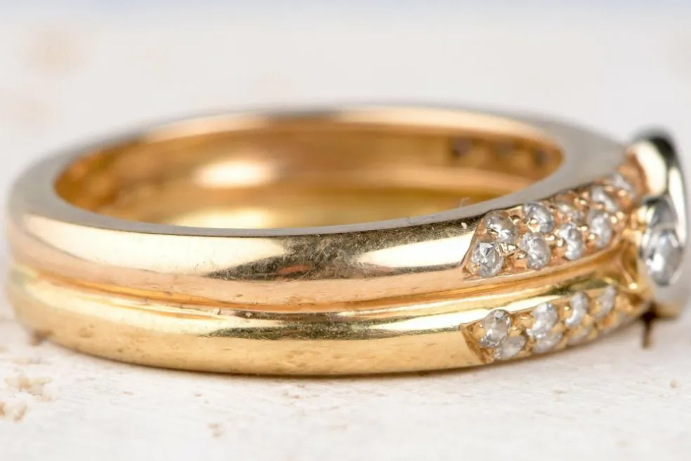 Bague en or bicolore jaune et blanc 18 carats et diamants 0,61 carats