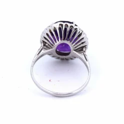 Bague en or blanc - améthyste et diamants