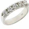 Bague en or blanc 18 carats, 5 diamants, diamants naturels ronds