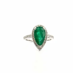 Bague en or blanc 18 carats émeraude et diamants