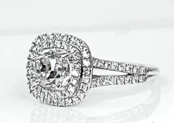 Bague en or blanc 18 carats, diamant 1,22 carat couleur E blanc exceptionnel