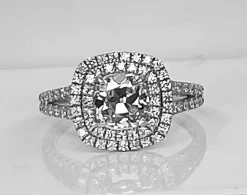 Bague en or blanc 18 carats, diamant 1,22 carat couleur E blanc exceptionnel
