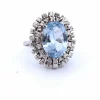 BAGUE EN OR BLANC 18 KT - AIGUE-MARINE - DIAMANTS